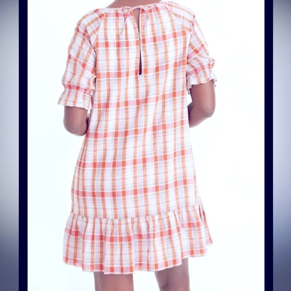 Madewell Plaid Ruffle-Sleeve Popover Mini Dress - Picture 9 of 10